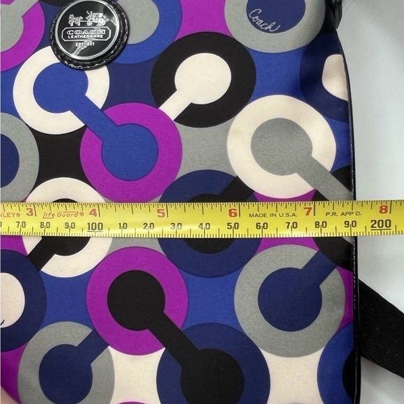 Vintage Coach Crossbody Bag Purple Blue Black Geometric Print NWOT - Picture 4 of 9